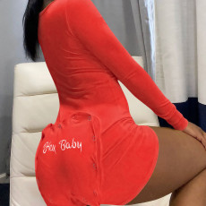 Letter Embroidery Function Buttoned Butt Flap Onesies ME-Q764