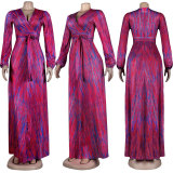 Sexy Long Sleeve V Neck Maxi Skirt 2 Piece Sets FSXF-F503