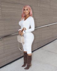 Solid Drawstring Long Sleeve Top And Shorts 2 Piece Sets OMY-80082