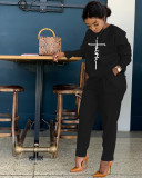 Letter Print Long Sleeve Two Piece Pants Set BGN-207