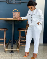 Letter Print Long Sleeeve Two Piece Pants Set BGN-207