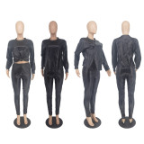 Solid Long Sleeve Two Piece Pants Set ZDF-31180