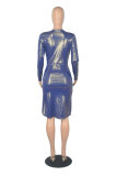 Sexy V Neck Long Sleeve Drawstring Bodycon Dress MZ-2696