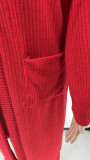 Solid Knitted Full Sleeve Long Cardigan Coat WSYF-5920