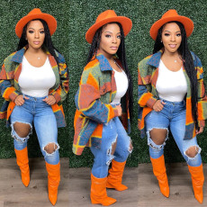 Plus Size Colorful Long Sleeve Coat OMY-80091