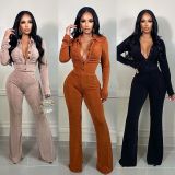 Solid Long Sleeve Two Piece Pants Set LSD-82009