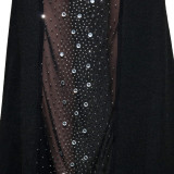 Sexy Hot Drilling Deep V Neck Maxi Evening Dress SH-390261