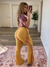 Solid Sexy Tassel Skinny Flared Pants SMD-82088