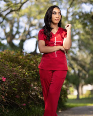 Letter Print V Neck T Shirt And Pants 2 Piece Sets ZDF-31182