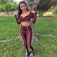 Casual Long Sleeve Reflective Strip 2 Piece Pants Set SH-390263