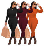 Solid Long Sleeve Two Piece Pants Set FOSF-8115