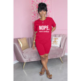 Letter Print Short Sleeve Two Piece Sets WAF-7741519