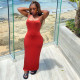 Solid Sexy Spaghetti Strap Maxi Dress NIK-273