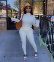 Solid Long Sleeve Thumb Hole Two Piece Pants Set LM-8302