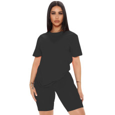 QUEEN Letter Print T Shirt And Shorts 2 Piece Suits WAF-741525