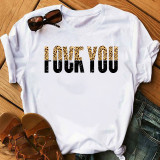 Letter Print O Neck Casual T Shirt BDF-6007