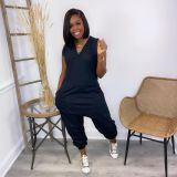 Solid V Neck Sleeveless Loose Jumpsuit LSD-1004