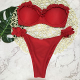 Sexy Pleated Bandeau Bikini Two Piece Sets CASF-8753