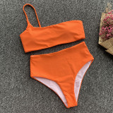 Solid Sexy High Waist Bikini Two Piece Sets CASF-8934