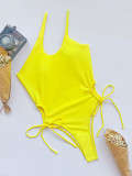 Solid Sexy Bikini One-Piece Swimsuit CASF-6193