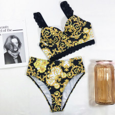 Sexy Lace Strap Bra and Panty Split Swimsuit (Lace Strap Detachable) CSYZ-B117W