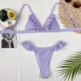 Sexy Ruffle Solid Swimsuit Two Piece Sets CSYZ-B242W