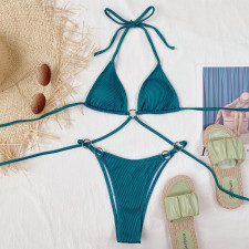 Sexy Solid Color Halter Neck Swimsuit CSYZ-B290