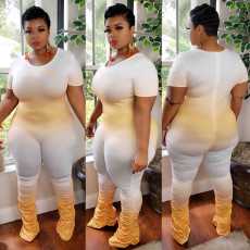 Plus Size Gradient Zipper Stacked Jumpsuit NY-2032