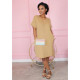 Solid V Neck Short Sleeve Casual Dress NY-8896
