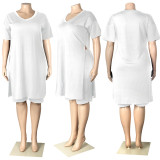 Plus Size Solid Split Top And Shorts 2 Piece Sets NY-2095