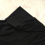Plus Size Solid Split Top And Shorts 2 Piece Sets NY-2095