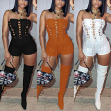 Solid Sexy Strapless Bandage Romper GLF-10082
