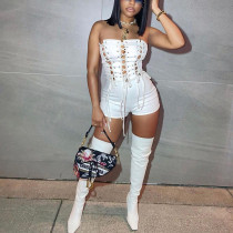 Solid Sexy Strapless Bandage Romper GLF-10082
