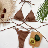 Solid Color Sexy Tie Up Bikini Two Piece Sets CSYZ-B317Q