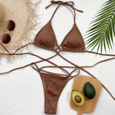 Solid Color Sexy Tie Up Bikini Two Piece Sets CSYZ-B317Q