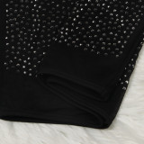 Plus Size Black Sexy Hot Drilling See Through Club Dress NY-8885