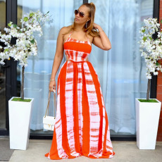 Colorful Print Halter Neck Backless Maxi Dress TE-4379