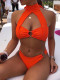 Orange Sexy Halter Bikini Two Piece Sets CASF-8967