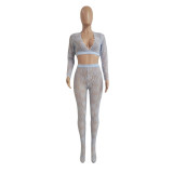 Sexy Lace Crop Top And Pants 2 Piece Sets GCNF-0092