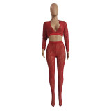 Sexy Lace Crop Top And Pants 2 Piece Sets GCNF-0092