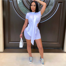 Solid Irregular Top+Shorts Two Piece Sets GCNF-0111