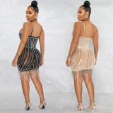 Sexy Hot Drilling Tassel Mini Club Dress BY-5633