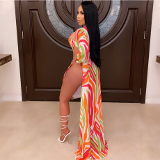 Sexy Printed One-Piece Swimsuit+Long Cloak GCNF-0095