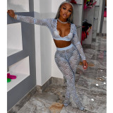 Sexy Lace Crop Top And Pants 2 Piece Sets GCNF-0092