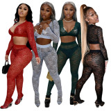 Sexy Lace Crop Top And Pants 2 Piece Sets GCNF-0092