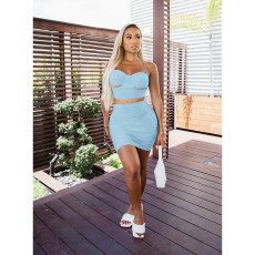 Sexy Vest Top Mini Skirt Two Piece Sets DDF-88150