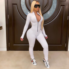 Solid Long Sleeve Zipper Jumpsuit GCNF-0016