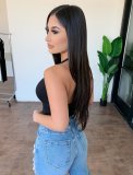 Solid Color Halterneck Crop Top GDYF-6989