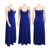 Plus Size Solid Color Loose Sexy Sling Long Dress GDYF-6948