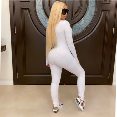 BODY Letter Print Long Sleeve Zipper Jumpsuit GCNF-00161